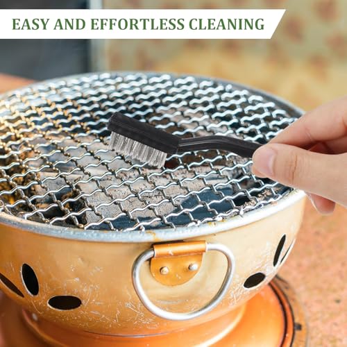 100 Pcs Mini Wire Brush Set Stainless Steel Wire Bristle Scratch Brush Small Metal Brushes for Cleaning Curved Handle Masonry Welding for Cleaning Welding Slag and Rust Tool, Black, 6.7 Inches 100