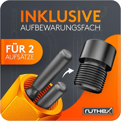 ruthex Deburring in Metal Box with 11 Blades for Plastic, Metal, Stainless Steel - Ideal for 3D Printing - Hand Deburring with Handle Storage Compartment - Additional Titanium Coated Deburring Blades for Drilling V2 deburring + 11 blades box