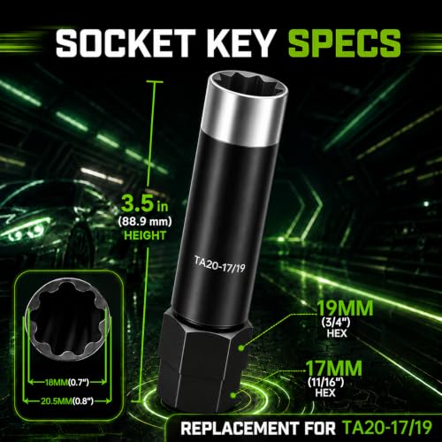 AUTOPTIM 10 Spline Lug Nut Socket Key - for TA20-17/19 Bimecc 10 Point Nuts