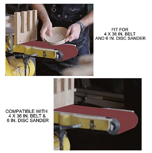 4 x 36 Inch Sanding Belts 10 Pieces Aluminum Oxide Sander Belts(80/120/150/240/400 Grits) With 4 Pieces 6 Inch Sanding Disc Aluminum Oxide Adhesive Backed Sandpaper (Pack of 14)