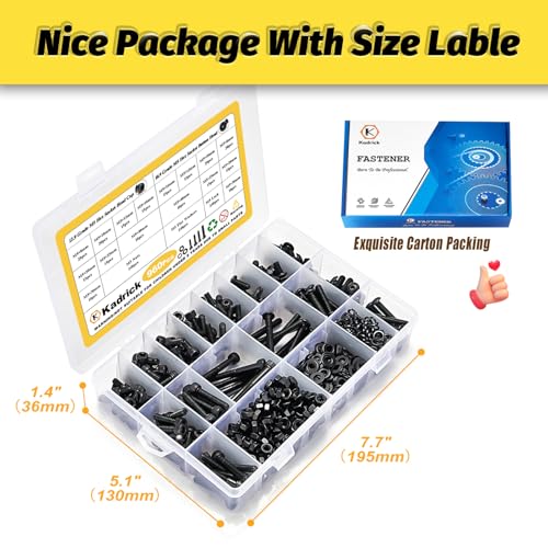 KADRICK 960PCS M5 Screws Assortment,Hex Socket Button & Cap Head M5 Bolts M5 960Pcs 8-40mm