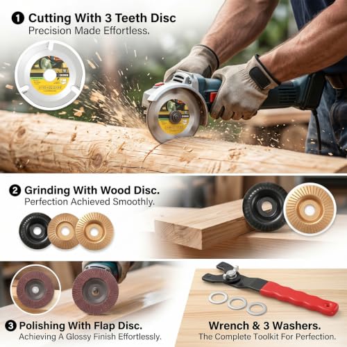 16 PCS Angle Grinder Polishing Pad Sanding Disc, Wood Carving Disc Set