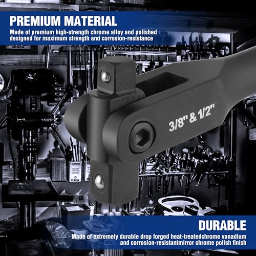 WORKPRO 24-inch Dual Drive Breaker Bar, 3/8" & 1/2" Drive, 360° Flex Head 24" × Dual Drive 3/8"+1/2" Black