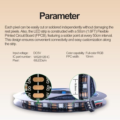 WS2812B RGB LED Strip Light Bundle-ZH037 5M/16.4FT APP Remote Control for Bambu Lab X1/P1P/P2S/H2D 3D Printer Accessories MakerWorld Models Lamp 300 LEDs Ideal DIY 3D Print Valentine's Day Gift