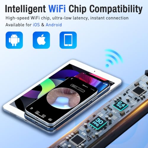 Ear Wax Remover, 8MP HD Ear Cleaner with Camera and 6 LEDs | IP67 Ear Cleaner, WiFi Otoscope Compatible with Android/iOS, 8 Replacement Attachments, for Children & Adults