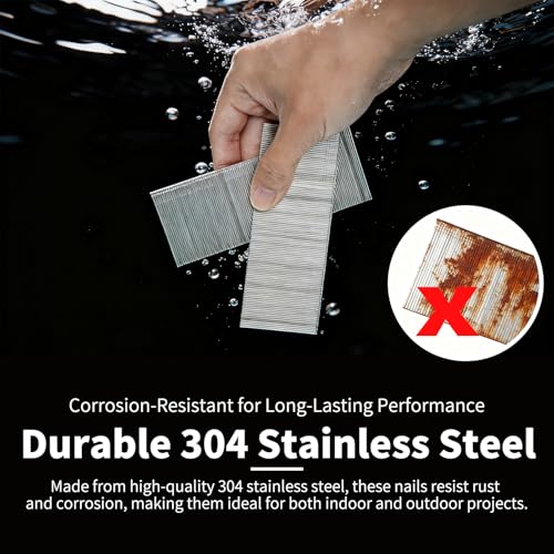 18 Gauge Stainless Steel Brad Nails 2 inch - 4,000 Counts 18GA Brad Nails 304 Stainless Steel Small Finishing Nail for Pneumatic/Electric Brad Nailers