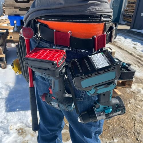 YM Carpenter MK5 Y-Clip Toolbelt Attachment - Add-On Storage Clips for Tool Belts, Holds Tape Measure, Hammer, Impact Driver, Nail Gun – Durable Universal Fit Red