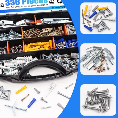 92Pcs 3/16 Inch Toggle Bolts for Drywall + 336Pcs Toggle Bolts Heavy Duty Drywall Anchors and Screws Assortment Kit