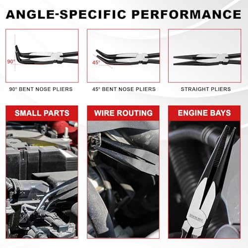 5PC 11" Long Reach Needle Nose Pliers Set
