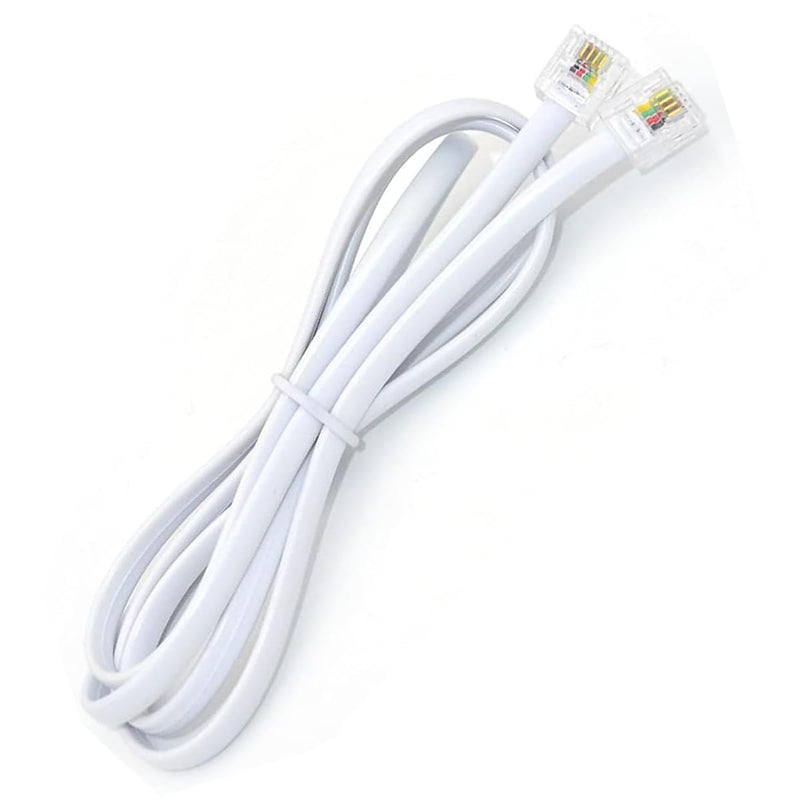 NEORTX 5ft White RJ11 Male to Male Telephone Cable for Landline, Fax, Modem & Answering Machine