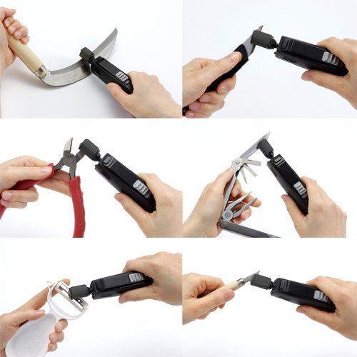 Kyocera SS-30 Fine Sharpener, Knife Sharpener, Electric Knife (Stainless Steel, Titanium, Steel), For Gardening, Cutlery, Scissors, Sickle, Fine Ceramic Whetstone, Guide Included, 2 AA Batteries Sold For metal cutlery (stainless steel, titanium, steel)