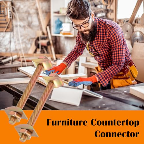 24 Pcs Countertop Connector Bolts, M8x100mm Joint Fasteners, Furniture Fastening Kit, Drawbolt/Bed/Butcher Block Miter Draw Bolt Flip Connector