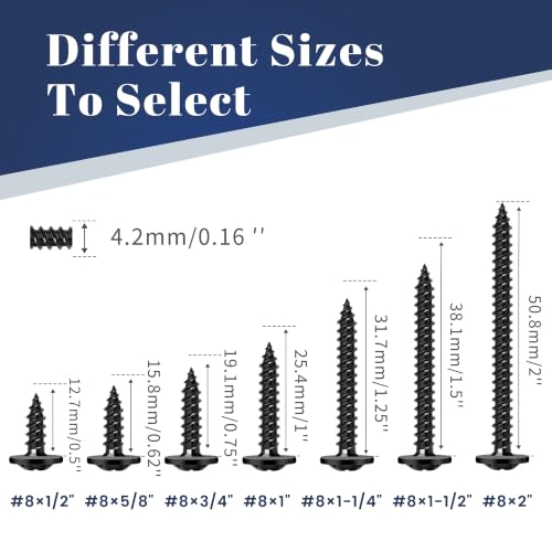 #8 x 3/4" Black Truss Head Self Tapping Wood Screws, 500 PCS #8 x 3/4"
