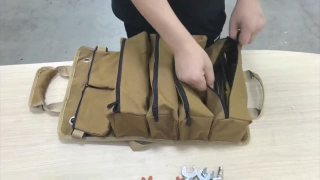 Tool Roll Organizer, Roll Up Tool Bag for Mechanics, Shoulder Strap