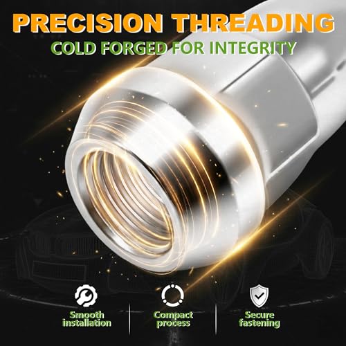 [BRONEVO] 20pc 1/2-20 Lug Nuts 19mm Hex - 1.85" Extended Chrome Acorn Nuts for Aftermarket Wheels - Replacement for Jeep Wrangler JK TJ, Ford Mustang - 60 Degree Conical Seat