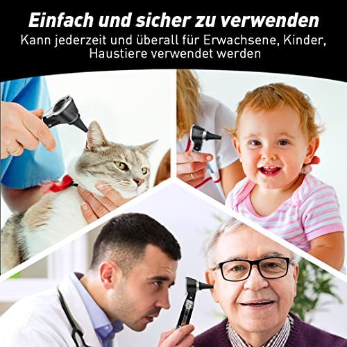 SCIAN Otoscope with Light, Ear Infection Detector and Pocket Ear Scope, Includes Hard Plastic Case, Suitable for Children, Adults, Doctors, Pets, Available in Several Colors black