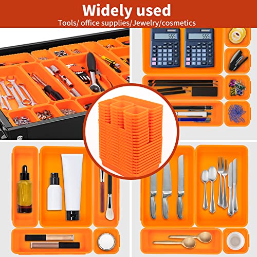 90 Pack Tool Box Organizer Tool Tray Dividers, Toolbox Drawer Organizers Storage Trays for Rolling Tool Chest, Work Bench Cabinet Bins, Parts Screw Nut Bolt Small Tools Organization - Black, Orange
