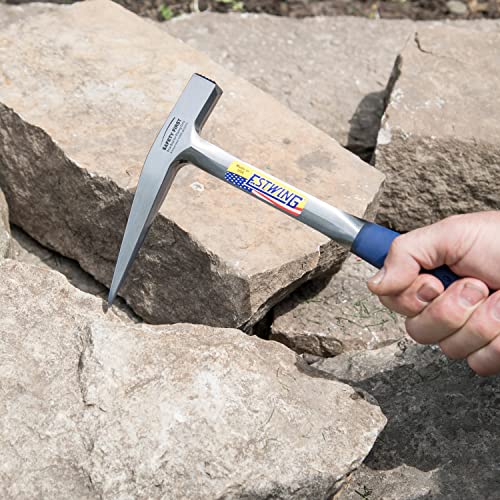 Estwing Rock Pick - 13 oz Geological Hammer with Smooth Face & Shock Reduction Grip - E3-13P, Silver