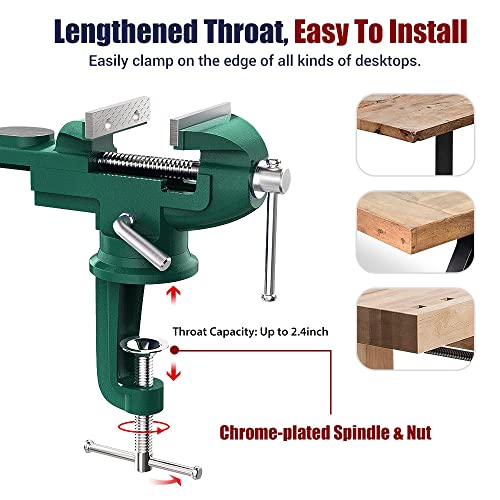 Nuovoware Table Vise 3 Inch, Universal Vise Bench Clamp, Army Green 70 mm