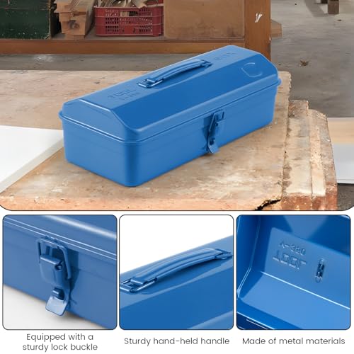 15 Inch Metal Tool Box with Lock & Handle- Portable Heavy Duty Workshop