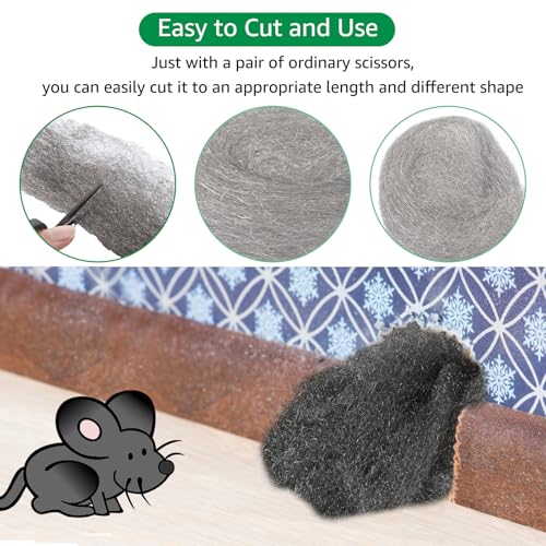15 Pack 2.4" x9.8 ft Steel Wool for Mice Control - #3 Steel Wool Fill Fabric DIY Kit - Coarse Wire Wool Hardware Cloth - Gap Blocker Keep Mice Away from Holes, Siding, Pipeline, Vents in Garden Garage