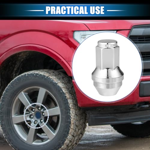 6 Pcs Wheel Lug Nuts Compatible for Ford Expedition for Ford F-150 2000-2014, Durable Chorme Plated M14x2.0 Carbon Steel Silver Tone Tire Lugnuts 6