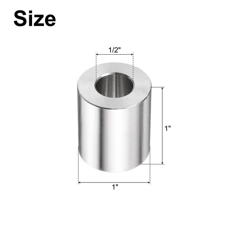 uxcell 10pcs Stainless Steel Spacer 1/2" Bore x 1" OD x 1" Length Screw Bushing Plain Finish Round Metal Spacer for M12 Screws Bolts and Rods 1/2" x 1" x 1"