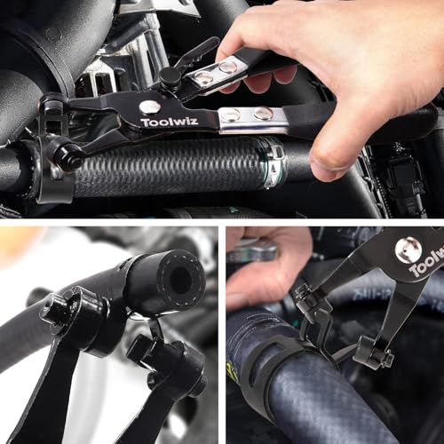 Toolwiz 130Pcs 6-25mm Spring Band Hose Clamps Assortment with Clamp Plier Spring Clamps with Plier 130