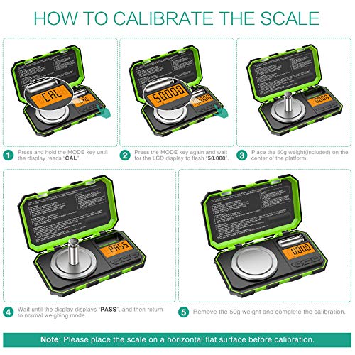ORIA Digital Milligram Scale, 50g x 0.001g Pocket Jewellery Scale, Green 50g/0.001g