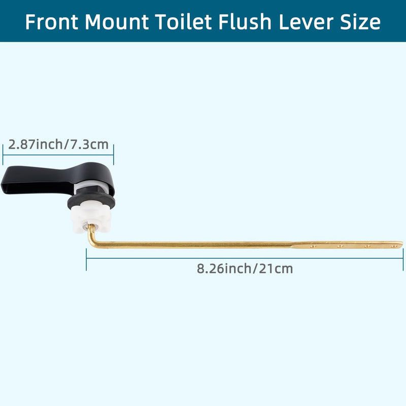 2PCS Metal Toilet Handle Lever Replacement, Universal Fit, Matte Black | Front Mount Toilet Handle Compatible with American Standard/Mansfield/Gerber with Flapper Chain, Toilet Repair Kit 2pcs Matteblack