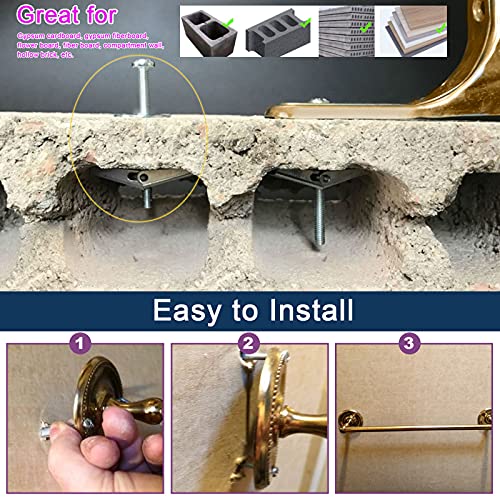 Swpeet 60Pcs 1/4 Inch Toggle Bolt and Wing Nut Kit for Hanging Heavy Items on Drywall 60