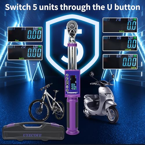 Digital Torque Wrench 3/8 Drive, (3.7-44.2 FT-LB/5-60N.M) ±2% High Accuracy Digital Torque Wrench, With Vibration, Buzzer and LED Alert 3/8-inch (3.7-44.2 Ft-lbs./5-60Nm)