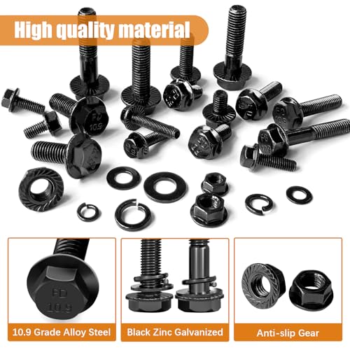 mankk 1015PCS M3 Screws Kit 400PCS Metric Grade 10.9 Flange Bolts and Nuts