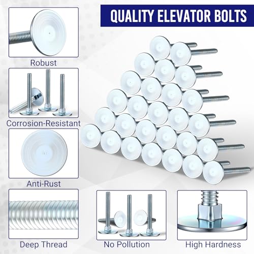 50 Pcs 1/4-20"x2" Elevator Bolts Flat Head Galvanized Steel Bolts, Silver 50