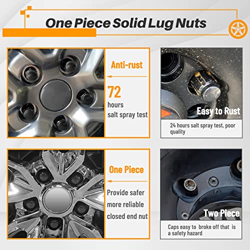 MIKKUPPA 16pcs 3/8-24 Lug Nuts with 1pc Socket Key + 2pcs Extra Socket Key