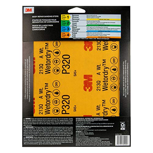3M Wetordry Sandpaper, 320 Grit, 9 in x 11 in, 5 Sheets, Use for Wet and Dry Sanding, Longer Lasting Sandpaper, Great for Auto Body Repair, Smooth Finish, Waterproof Backing for Wet Sanding (32040) 9 in x 11 in (Pack of 2)