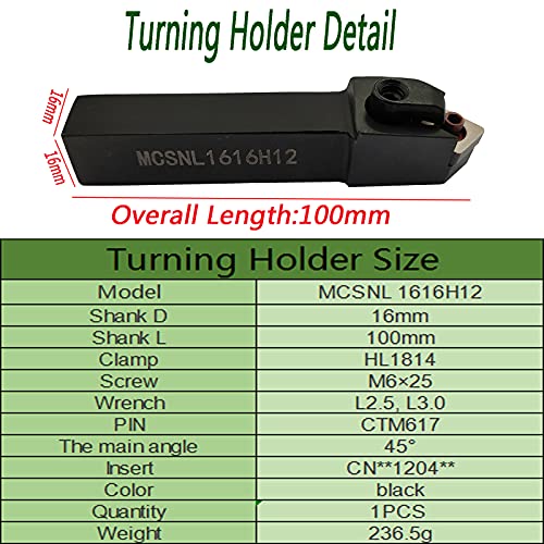1 pcs MCSNL1616H12 Lathe Turning Tool Holder + 10pcs CNMG120408-MA Carbide Insert Turning Tips Tool……
