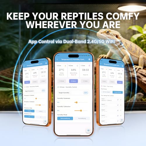 Briidea Smart WiFi Temperature and Humidity Controller with Timer Outlet, 3-in-1 Reptile Thermostat Hygrostat, App Control via Dual-Band 2.4G/5G WiFi for Greenhouse, Incubator, Mushroom, and Homebrew
