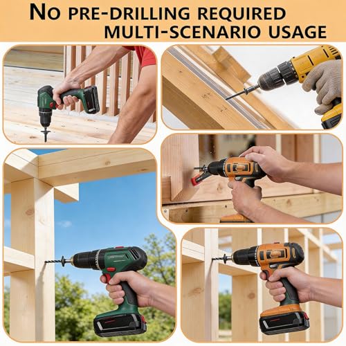 #14×8Inch Heavy Duty Outdoor Structural Screws, Rustproof Deck Screws, Star Driven Epoxy Wood Screws with T30 Drill Bit, No Pre-Drilling Required, for Woodworking Projects, 30Pcs #14×8in 30