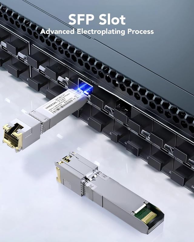 1 Pack 10GBase-T SFP+ to RJ45 Transceiver,10G SFP+ Module,10Gb Copper Ethernet Adapter Compatible with Cisco SFP-10G-T-S and More,Cat6a/Cat7/Cat8 SFP Module(with a 1m/3FT cat8 Cable)