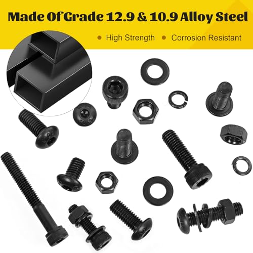 1500PCS M4 & 2300PCS M3 Hex Socket Button & Cap Head Bolts Assortment Kit Black Zinc Plated for DIY, 3D Printer