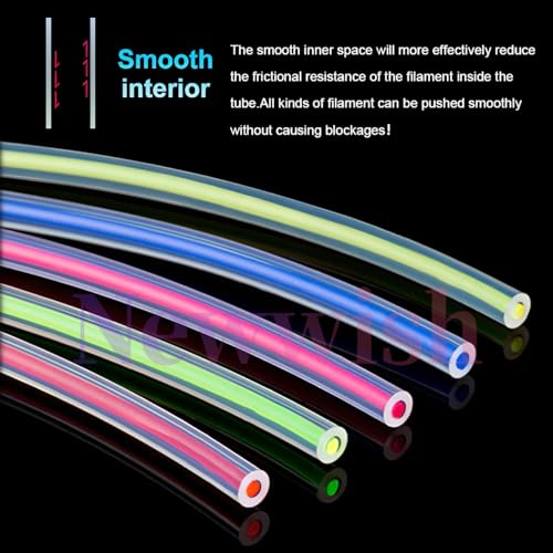3 Meters PFA Tube Kit ID 2mm X OD 4mm,PTFE Teflon Bowden Clear Tube for 1.75mm Filament,3D Printer Transparent Tubing with PC4-M6 Connector X5,PC4-M10 Pneumatic Fittings X5,Bowden Collet X5. 3 Meters Kit