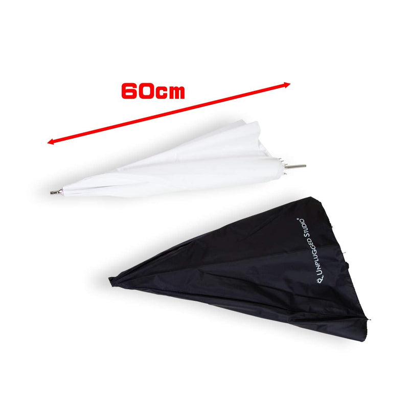 UNPLUGGED STUDIO 33" Convertible Umbrella – White Reflective/Shoot-Through with Satin Fabric and Fiberglass Ribs for Studio Flash and Speedlite Lighting - UN-053