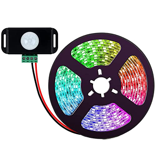 Greluma Pack of 3 12V/24V Motion Sensor Switch, PIR Sensor LED Switch Controller for Flexible LED Strips Black