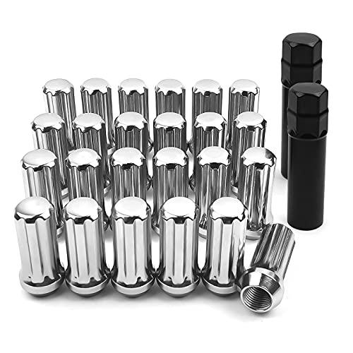 MIKKUPPA M14x1.5 Lug Nuts Chrome - Spline Large Acorn Seat Lug Nuts and 14x1.5 Wheel Locking Lug Nuts