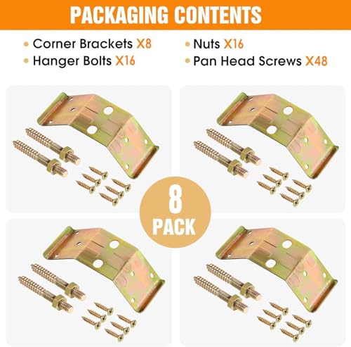 Kerf Mount Corner Bracket, Set of 4 Surface Mount Corner Bracket for Table Aprons, Connection Table Top, Legs, Frame, Repairing or Building Table (8) 8