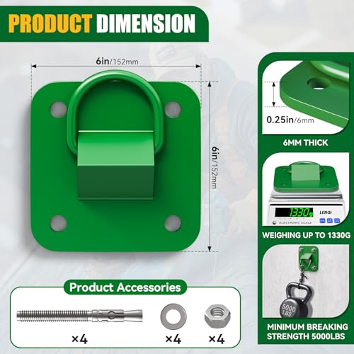 D Ring Anchor Plate, Reusable Concrete Anchor Plate, 1 Pack