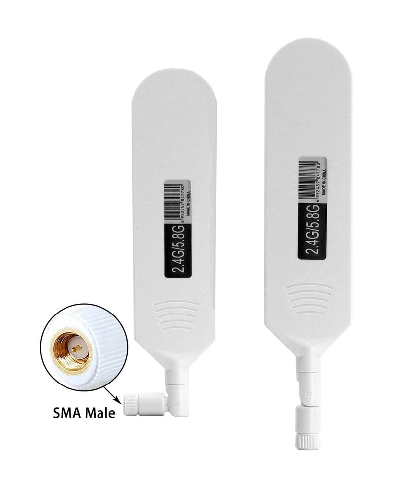 Dual Band WiFi 2.4GHz 5.8GHz Antenna 18dBi High Gain Omnidirectional Glue Stick Antenna SMA Male Connector Antenna for WiFi Router Wireless Network Card (White,2pcs) White 1 SMA,2 pcs
