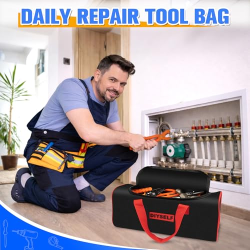 DIYSELF 3 Pack Large Tool Bags, 13-Inch Wide Opening Utility Bag Set Large 13inch