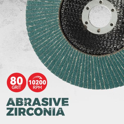 10 Pack 6" x 7/8" Zirconia Flap Discs, T29 Grinding Wheel, 80 Grit 80Grit-10Pack